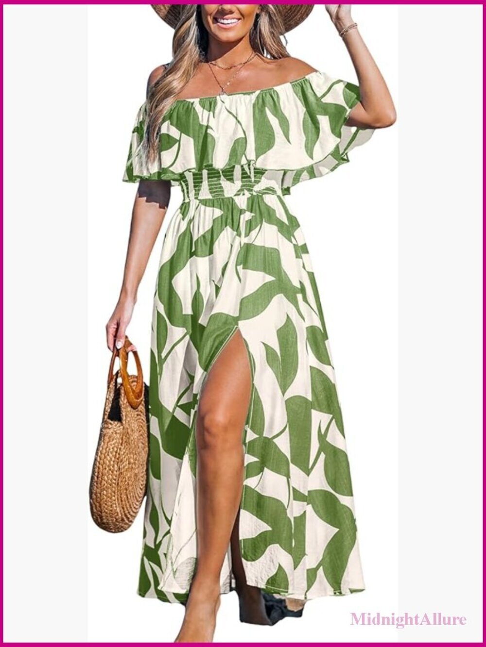 Off Shoulder Ruffle Maxi Dress Short Sleeve Backless Slit Beach Sundress